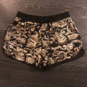 Black and silver sequin print dress shorts